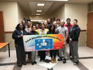 Prairie State College Adult Ed students celebrated AEFL Week with literacy activities the entire week. Special events included daily reading quizzes, library card sign-up, and voter registration!
