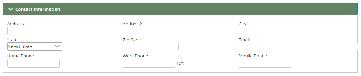 Contact Information section of Instructor: Add/Edit Details page