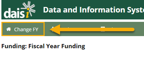 Navigation bar with "Change FY" option highlighted